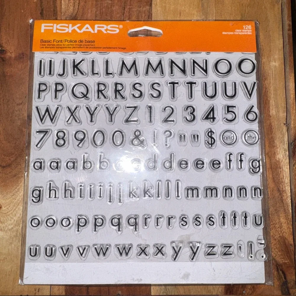Fiskars Clear Stamps Basic Font 126pc Set Alphabet Numbers Symbols Clear